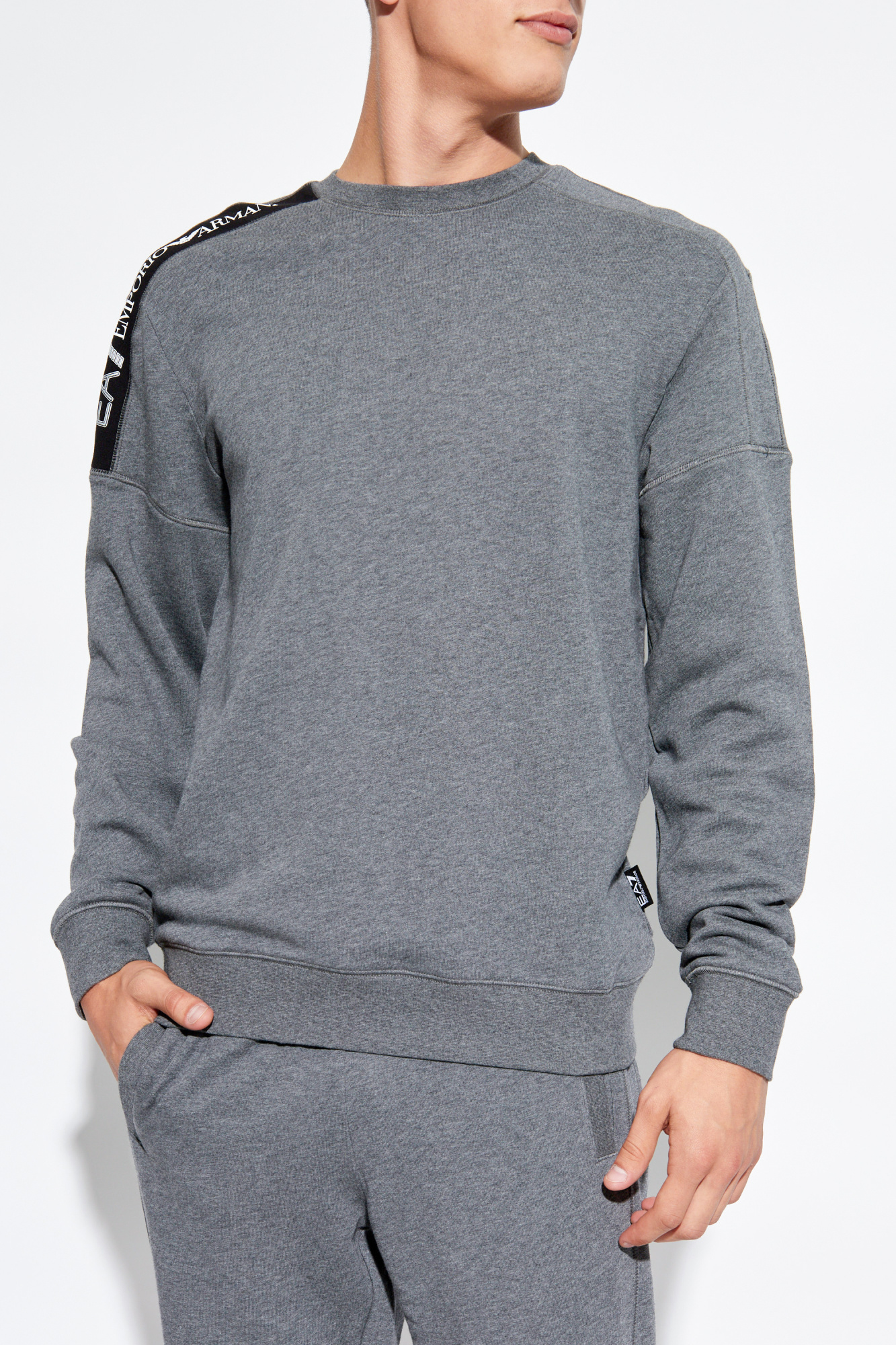 Grey Sweatshirt with printed logo EA7 Emporio Armani Vitkac Italy